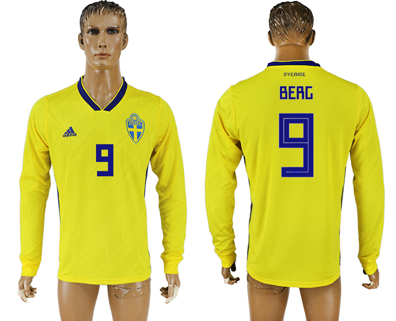 Maillot de foot SWEDEN LONG SLEEVE #9 BERG 2018 FIFA WORLD CUP